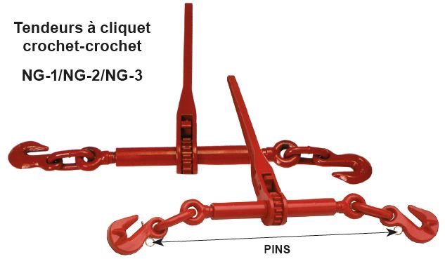 Tendeur à cliquet CAT de 2 po x 27 pi avec double crochet en J d