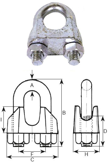 Collier de serrage pour câble métallique - en acier galvanisé - aux normes  DIN 741